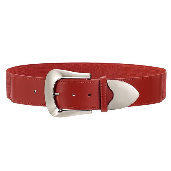 Women Wide Elastic Waist Belt For Dresses Fashion Silver Buckle Wide 4671 - Picture 2 of 7